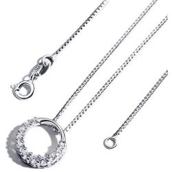 T400 White Round Pendant Necklace AAA Cubic Zirconia Wedding Gift for Women Girls