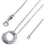 T400 White Round Pendant Necklace AAA Cubic Zirconia Wedding Gift for Women Girls