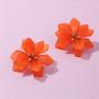 DAMLENG Fashion Bohemian Acrylic Large Flower Stud Earrings Matte Flower Dangle Earrings with Gold Flower Bud for Women Girls Mom Lover and Friends