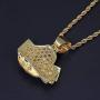 Moca Jewelry Iced Out Holding A US Dollar Pendant Necklace 18K Gold Plated Bling CZ Simulated Diamond Hip Hop Rapper Chain Necklace for Men Women