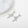 SWEETV Cubic Zirconia Wedding Drop Earrings for Brides Bridesmaid Gifts, Crystal Vine Leaf Bridal Earrings for Women