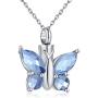 Eternal M. Butterfly Urn Necklace for Ashes Stainless Steel Silver Cremation Jewelry Keepsakes Pendants in Memory of Lost Loved One (Blue)
