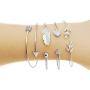 Shareky Women 4pcs Layered Cuff Bangle Bracelet Set Adjustable Stackable Wrap Bangle Open Branch Wire Bangle
