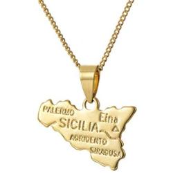 Heavstjer Fashion 18K Gold Plated Alloy Sicily Map Pendant Necklace,20inches Link Chain
