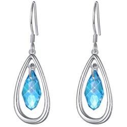 White/Blue Teardrop Earrings Threader Earrings 925 Sterling Silver Droplet Jewelry Drop Dangle Long Charm Earrings for Women Girls Birthday Gifts