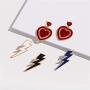 80s Lightning Bolt Earrings Exaggerated Womens Retro Cartoon Dripping Oil Enamel Lightning Neon Earrings for Women 70s 80s Party Jewelry
