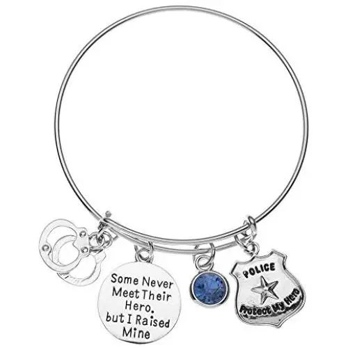 Police Mom Bracelet, Some Never Meet Their Hero, But I Raised Mine Jewelry, Police Handcuff Charm Bangle Bracelet for Women- Cop Mom Gift Police Mom Bracelet, Some Never Meet Their Hero, But I Raised Mine Jewelry, Police Handcuff Charm Bangle Bracelet for Women- Cop Mom Gift