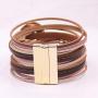 KSQS Multi-Layer Leather Wrap Cuff Bracelet, Boho Wide Braided Buckle Bracelets for Women, Waterproof Leather Wristband Bangles