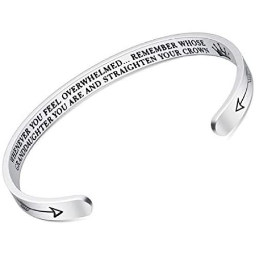KEPKGO Inspirational Cuff Bracelets Gifts for Daughter, for Mom Granddaughter Women Girls Gift