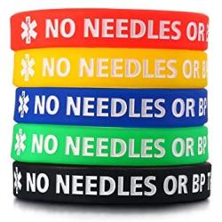 XUANPAI 5 Pack Rubber Silicone Sport Medical Emergency Alert ID Bracelets Wristband for Men Women Kids