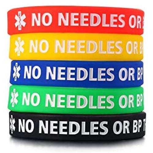 XUANPAI 5 Pack Rubber Silicone Sport Medical Emergency Alert ID Bracelets Wristband for Men Women Kids
