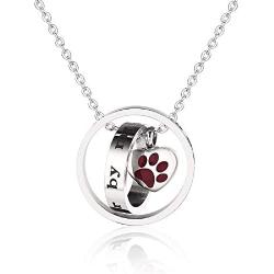 Muyuer Ashes Urn Necklace Two Circle Heart Pendant Memorial Cremation Keepsake Jewelry- No Longer by My Side But Forever in My Heart