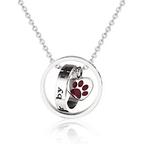 Muyuer Ashes Urn Necklace Two Circle Heart Pendant Memorial Cremation Keepsake Jewelry- No Longer by My Side But Forever in My Heart