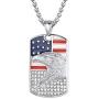 PROSTEEL American Flag Dog Tag Necklace, US National Flag Charm, Stainless Steel/Gold Plated Patriot Necklace for Men Women, Come Gift Box