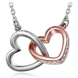 QIANSE I love you 3000 times Mothers Day Necklace for Women Crystal from Austria Jewelry Gift Box Packing Christmas Birthday Gifts (Yellow)