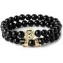 Joan Nunu Handmade 8mm Stone Beads Bracelets Set King Crown Tiger Charm Fashion Jewelry for Men Women
