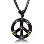 Earth Accessories Adjustable Peace Sign Pendant Necklace with Organic Wood - Hippie Accessories and Hippie Costume for 60s or 70s