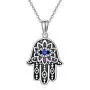 Hamsa Hand Necklace 925 Sterling Silver Cubic Zirconia Evil Eye Lotus Pendant Necklace Vintage Pendant Jewelry for Women or Men Hamsa Hand Necklace 925 Sterling Silver Cubic Zirconia Evil Eye Lotus Pendant Necklace Vintage Pendant Jewelry for Women or Men