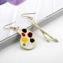 DAMLENG Charm Chic Artist Matte Gold Palette Paint Brush Dangle Drop Earrings for Women Girls Artist Art Teacher Statement Jewelry Gifts