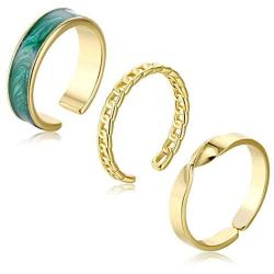 FUTIMELY 3PC Simple Open Stacking Rings for Women Men,Boho Vintage Knuckle Joint Rings Set Gold Midi Multiple Finger Rings Blue Statement Ring Sets