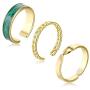 FUTIMELY 3PC Simple Open Stacking Rings for Women Men,Boho Vintage Knuckle Joint Rings Set Gold Midi Multiple Finger Rings Blue Statement Ring Sets