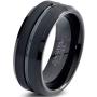 Charming Jewelers Tungsten Wedding Band Ring 8mm Men Women Comfort Fit Grey Black 18K Yellow Gold Plated Bevel Edge Brushed Polished