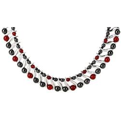 Elegant Womens Hematite Magnetic Therapy Necklace with Healing Stones Pain Relief for Neck Arthritis Migraine Headaches Shoulders and Back (Regular, Red Agate)