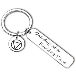 One Day at A Time keychain Sobriety Gift Addiction Recovery Gift AA Gift Inspirational Jewelry Motivational Gifts