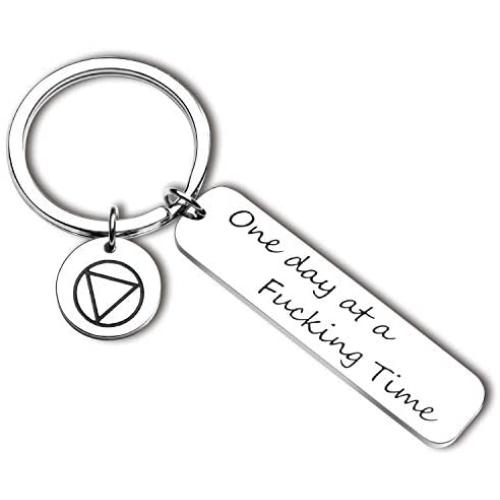 One Day at A Time keychain Sobriety Gift Addiction Recovery Gift AA Gift Inspirational Jewelry Motivational Gifts
