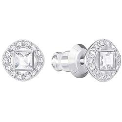 Swarovski Crystal White Angelic Square Rhodium-Plated Earrings