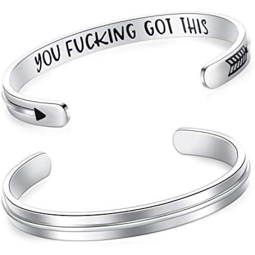 BESTTERN Inspirational Bracelet Cuff Bangle Best Friend Sister Gift Mantra Quote Stainless Steel Engraved Motivational Jewelry for Women Daily Reminder by SAM & Lori