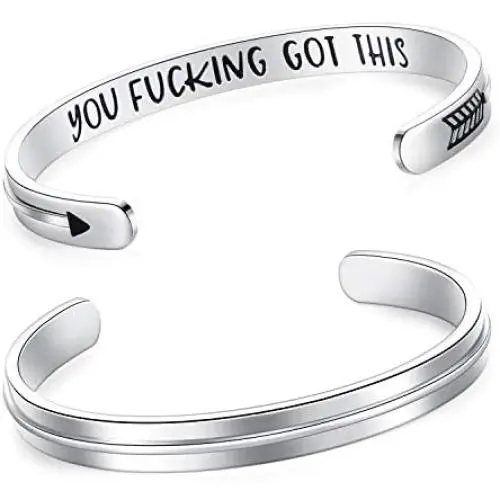 BESTTERN Inspirational Bracelet Cuff Bangle Best Friend Sister Gift Mantra Quote Stainless Steel Engraved Motivational Jewelry for Women Daily Reminder by SAM & Lori