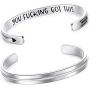 BESTTERN Inspirational Bracelet Cuff Bangle Best Friend Sister Gift Mantra Quote Stainless Steel Engraved Motivational Jewelry for Women Daily Reminder by SAM & Lori