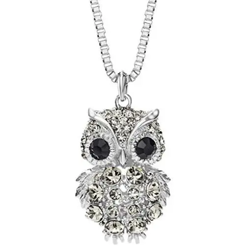 NEOGLORY Jewelry Full of Rhinestone Owl Long Chain Pendant Necklace 2 Colors with Jewelry Box NEOGLORY Jewelry Full of Rhinestone Owl Long Chain Pendant Necklace 2 Colors with Jewelry Box