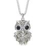 NEOGLORY Jewelry Full of Rhinestone Owl Long Chain Pendant Necklace 2 Colors with Jewelry Box