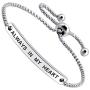 Always in My Heart Inspirational Quote Bar Bracelet Engraved Message Girls Women Jewelry