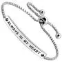 Always in My Heart Inspirational Quote Bar Bracelet Engraved Message Girls Women Jewelry