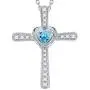 Birthday Gifts for Her Sterling Silver March April Birthstone Aquamarine Simulated Diamond Pearl Garnet Amethyst Necklace Love Heart Pendant Jewelry