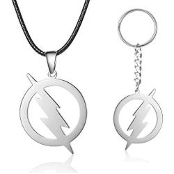 Rinhoo Stainless Steel Superhero Flash Lightning Pendant Necklace for Men boy girls Gift