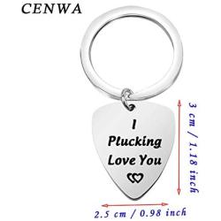 CENWA Anniversary Keychain I Plucking Love You Guitar Pick Keychain for Boyfriend or Husband Gift for Musician
