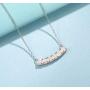 FANCIME October Birthstone Sterling Silver Created Fire Opal Necklace Smile Bar Pendant CZ Cubic Zirconia Necklace Fine Jewelry for Women 16+2 inch Extender