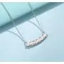 FANCIME October Birthstone Sterling Silver Created Fire Opal Necklace Smile Bar Pendant CZ Cubic Zirconia Necklace Fine Jewelry for Women 16+2 inch Extender