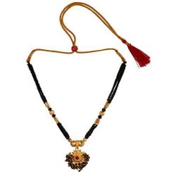Efulgenz Indian Bollywood Antique Traditional Gold Plated Thushi Mangalsutra Pendant Necklace Set Jewelry for Women
