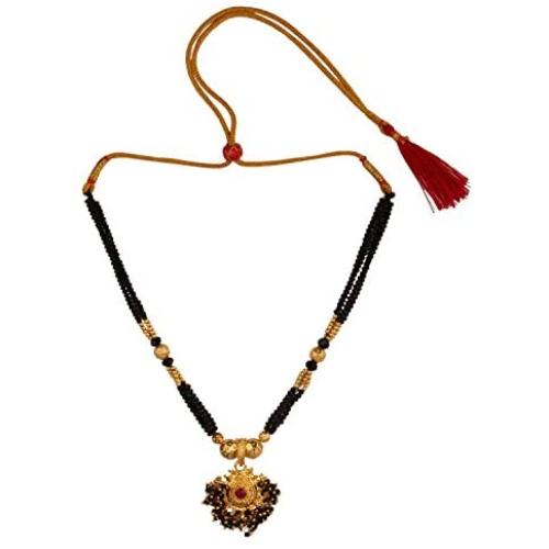Efulgenz Indian Bollywood Antique Traditional Gold Plated Thushi Mangalsutra Pendant Necklace Set Jewelry for Women