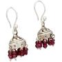 NOVICA Garnet .925 Sterling Silver Chandelier Jhumki Style Dangle Hook Earrings Traditional Grace