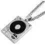 Xusamss Hip Hop DJ 18K Gold Plated Crystal Phonograph Tag Pendant Necklace with Chain Xusamss Hip Hop DJ 18K Gold Plated Crystal Phonograph Tag Pendant Necklace with Chain