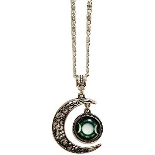 Full Moon Necklace Glass Art Picture Triple Goddess Pendant, Wiccan Jewelry, Moon Goddess Jewelry, Wiccan Necklace Charm (5)