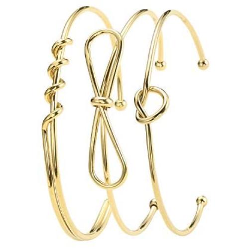 Jugalstar 14K Gold Plated Bangles Bracelets Cuff Stainless Steel Gild Jewelry for Women Fashion Girls Sister Birthday Mothers Day Gifts