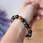 SIMECO JEWELRY Black Tourmaline Bracelets Hematite Black Obsidian Tiger Eye Protection Triple Protection Bracelet Bring Luck Prosperity Dazzling 7 inch (8 mm Bead)