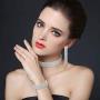 Udalyn Silver Fringe Crystal Rhinestone Bridesmaid Jewelry Sets for Women Necklace and Earring Set for Wedding with Crystal Bracelet
